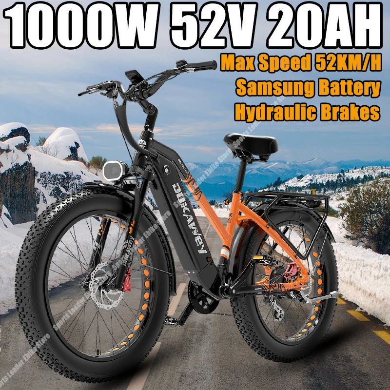 

DUKAWEY DM530PLUS Ebike 1000W52V20Ah Samsung аккумулятор 26*4 дюймов электрические велосипеды с толстыми шинами горный гидравлический тормоз электрический велосипед