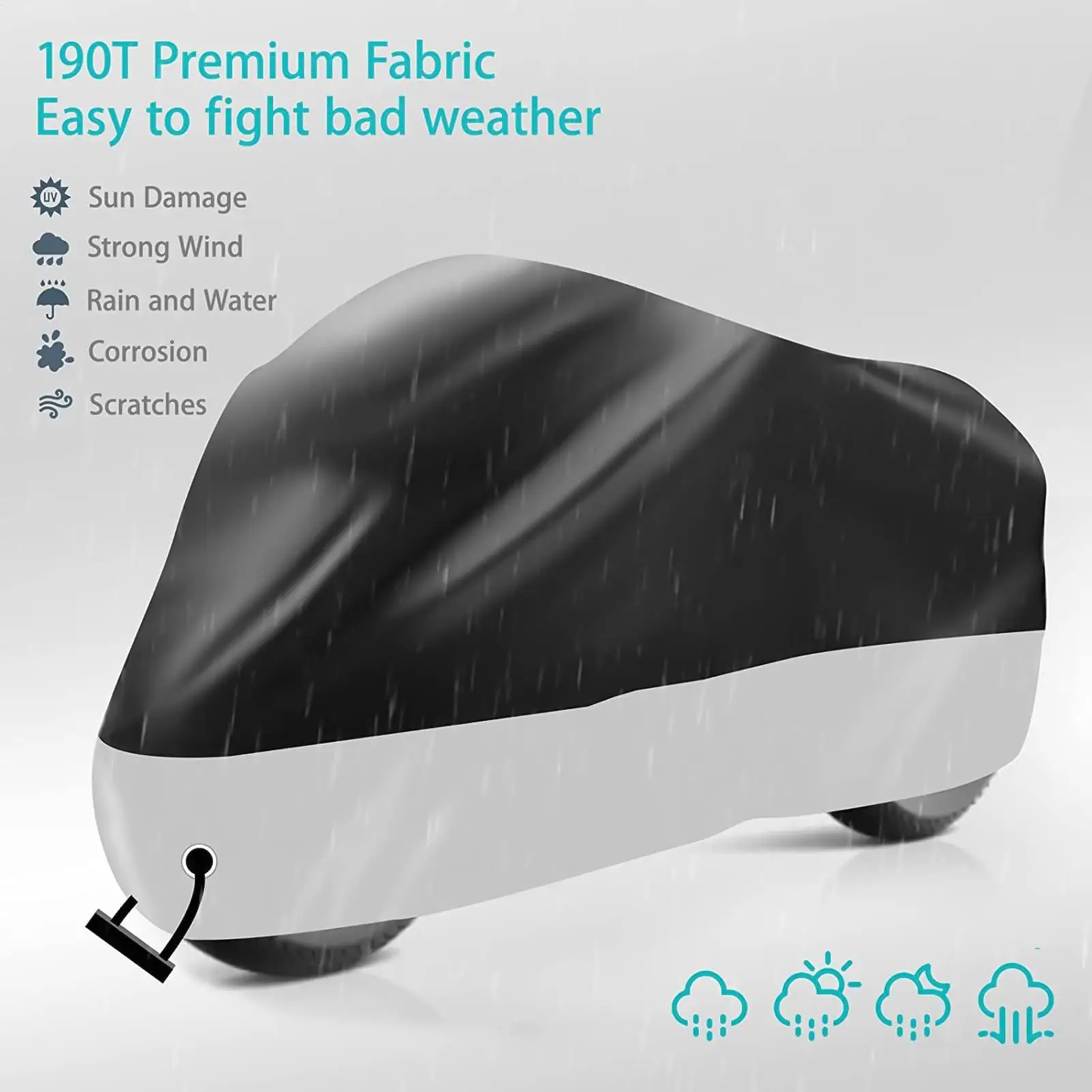 

Motorcycle Cover Waterproof All Season Dustproof UV Protective Outdoor Indoor Scooter Wear-resistant Fabric Motorbike Cover