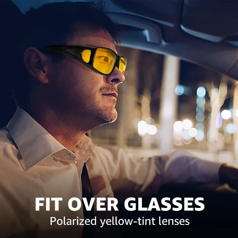 1 Stück Nachtsichtbrille, polarisierte gelbe Gläser, für Nachtfahrten & den täglichen Gebrauch, langlebig