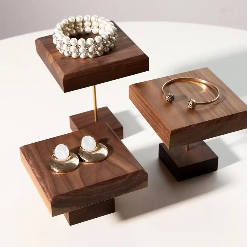 Jewelry Decorative Shelves Display Stands Black Walnut  Jewelry Ladder Display Shelf Earrings Ring Tray  Props Home Decor