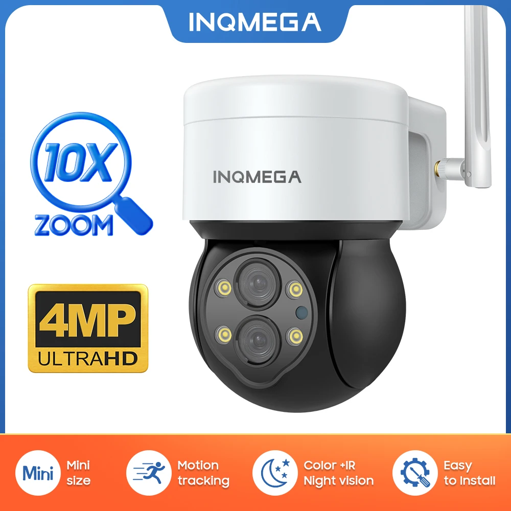 

INQMEGA 2K 10X ZOOM Camera 4MP Dula lens Camera Outdoor PTZ Camera Motion Tracking Color Night Vision