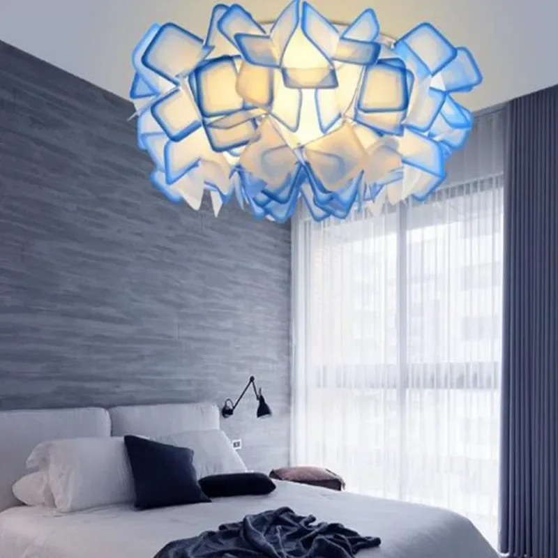 Nordic room decoration design chandelier color PP acrylic flower led  Christmas  bedroom lamp Cafe