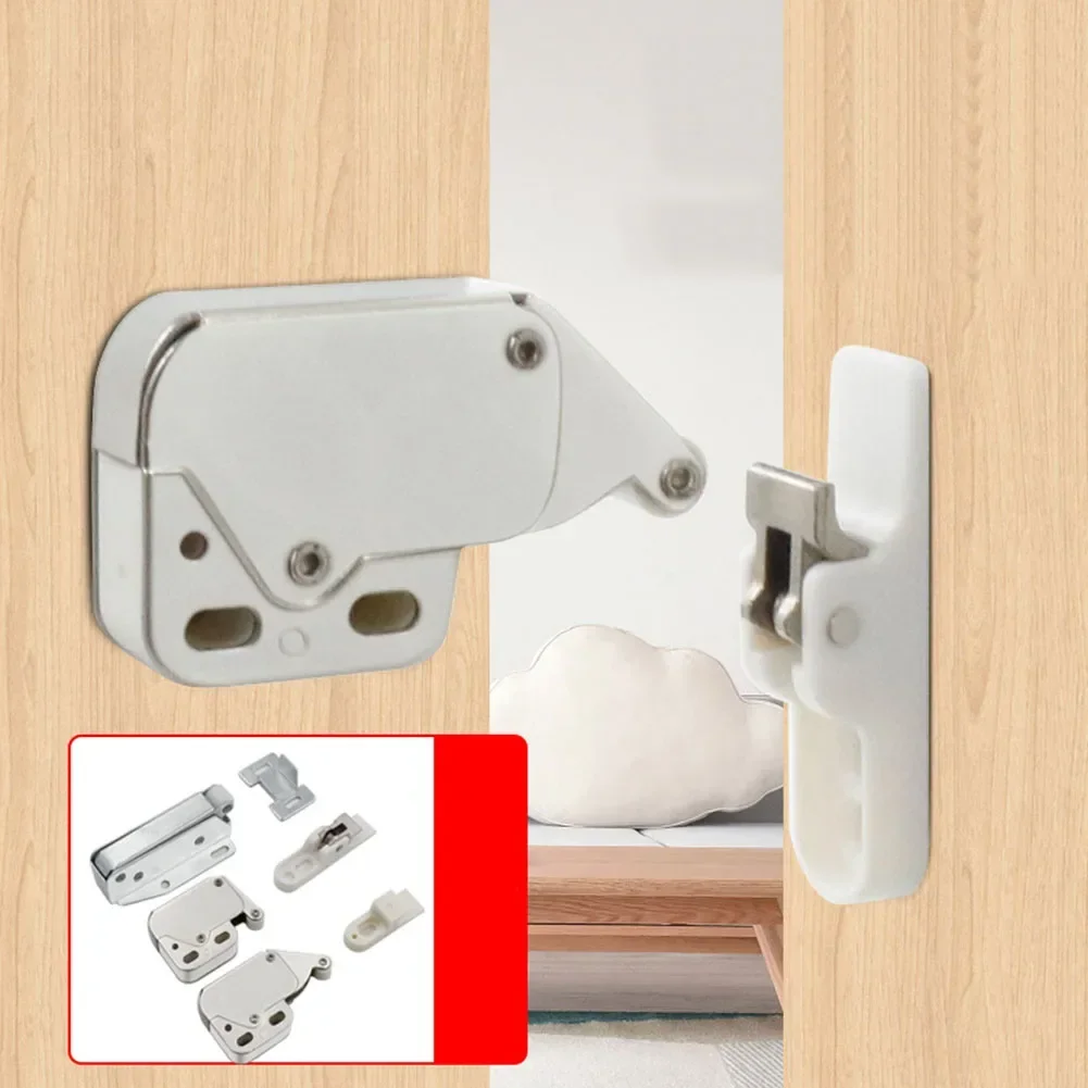 Effortless Closing and Reliable Locking for Cupboards and Cabinets  Sturdy Metal Construction  2PCS Latch Automatic Spring Lock