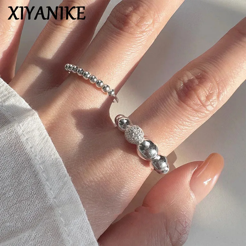 

XIYANIKE Minimalist Glossy Bead Elastic Rings For Women Girl Luxury Korean Fashion New Jewelry Ladies Gift Party Bague Femme