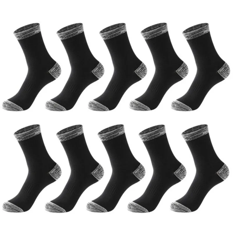 Chaussettes thermiques en coton pour hommes, chaussettes longues pour hommes, course à pied, randonnée, marche, affaires, loisirs, noir, grande taille 42-48, 105r, 3 paires