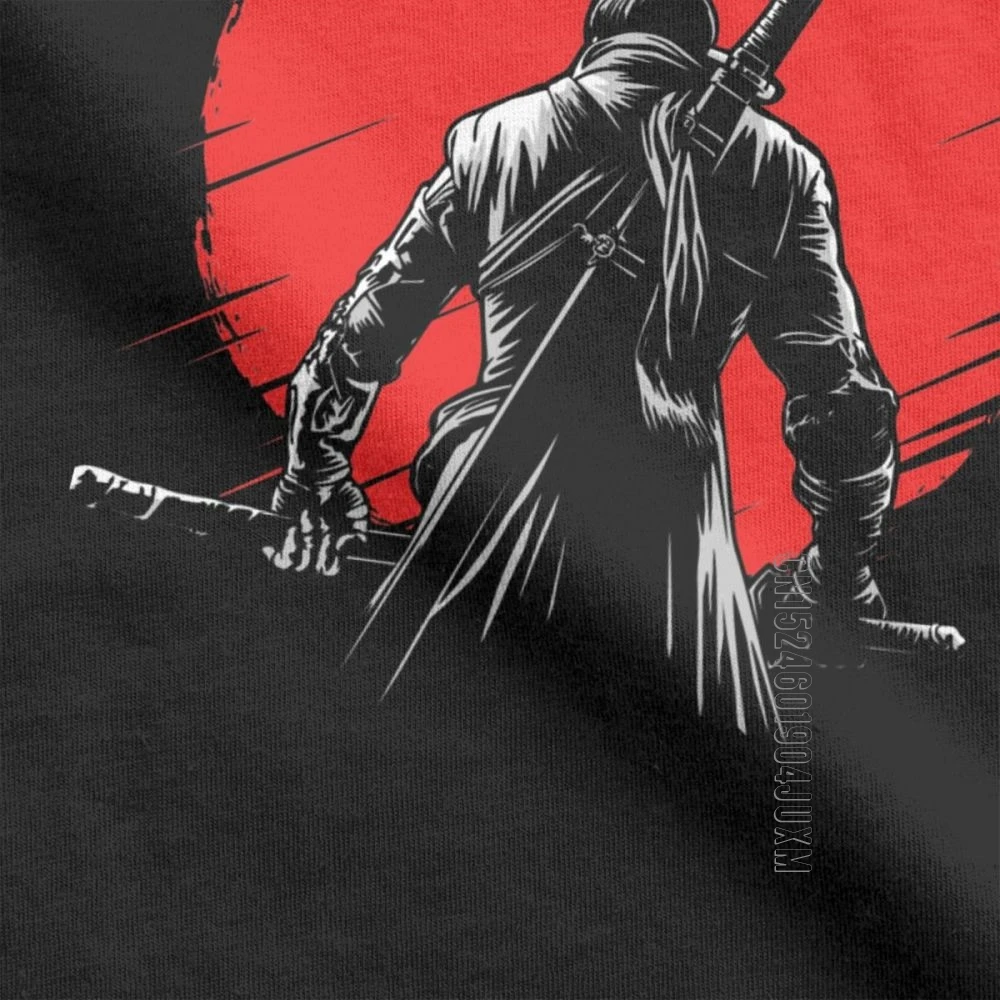 One-Armed Wolf Red Sun Sekiro Shadows Die Twice T-Shirt Men 100% Cotton T-Shirts Samurai Game Japanese Short Sleeve Tee Shirt