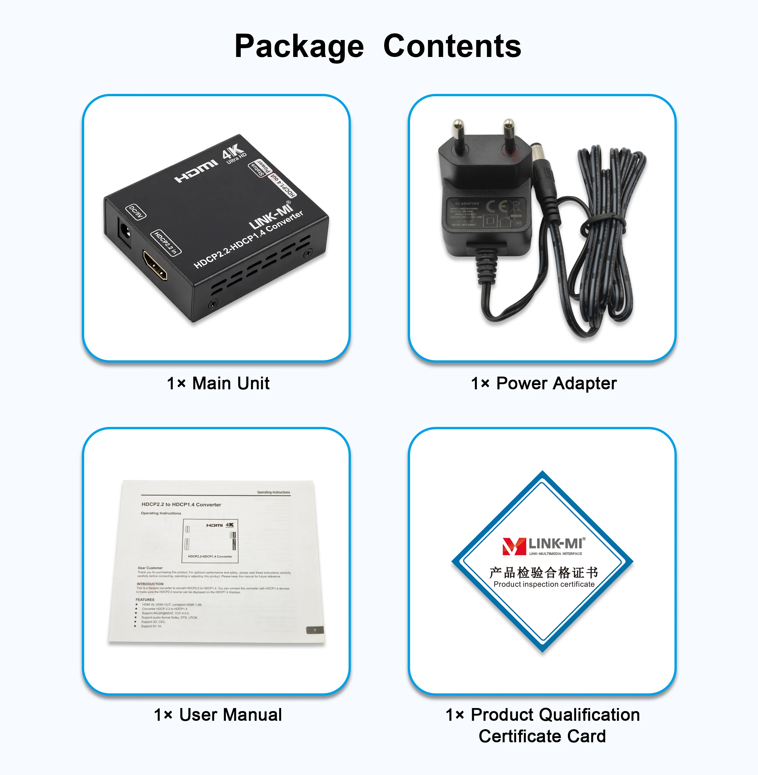 HDMI Converter HDCP2.2 to HDCP1.4 4Kx2K@60HZ YUV 4:2:0 Dolby DTS