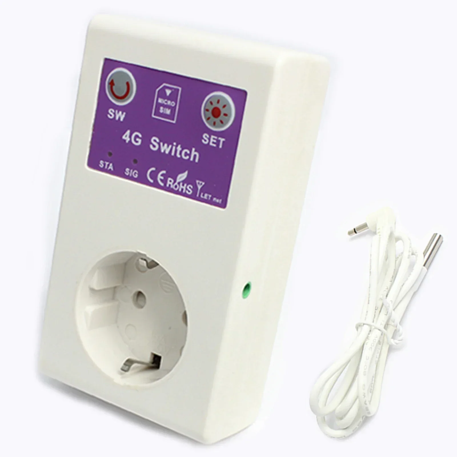 SC1-WLTE-4G interruptor de Control de tarjeta SIM 16A SMS controlador de toma de corriente inteligente enchufe de la UE Sensor de temperatura inteligente