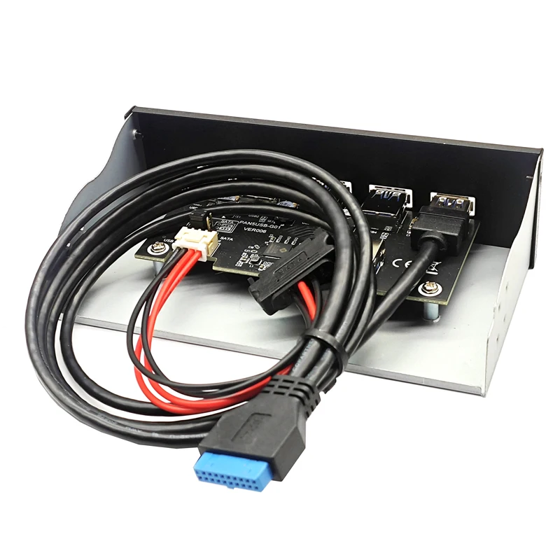 Adapter Metal Bracket 20Pin 5Port USB 3.0 Front Panel for PC Desktop 5.25 inch CD-ROM Drive Bay 5Gbps USB3.0 Hub Expansion Cable