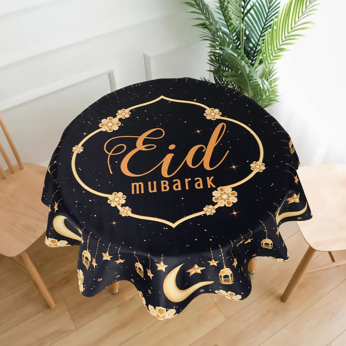 Ramadan Kareem Polyester Round Tablecloth Ramadan Decor For Home 2025 Islamic Muslim Party Supplies Ramadan Gift EID Al  Adha