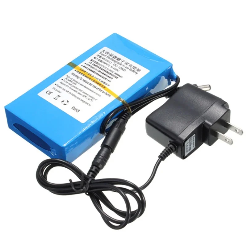 20000mAh DC 12V Battery Pack 12.6v 20Ah Rechargeable Lithium Battery Pack for Wireless Camera Wireless Infrared Detector+Charger
