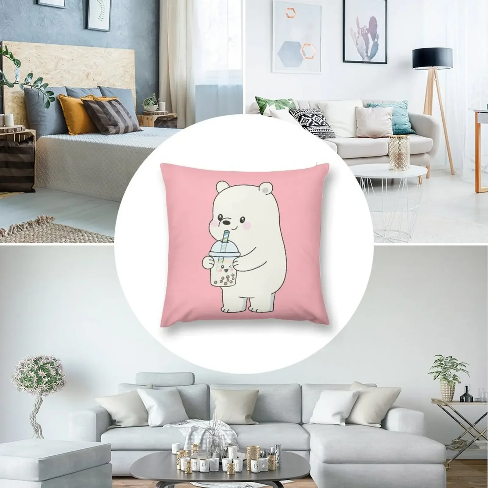 Almofadas decorativas de urso de gelo para sala de estar, almofadas decorativas de luxo para sala de estar