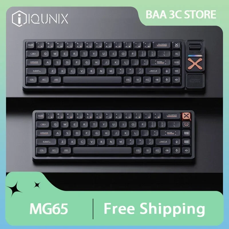 IQUNIX MG65 Mechanical Keyboard Tri Mode Wireless Bluetooth Low Profile Keyboards Switch Cnc Rgb Office Portable Game Keyboards