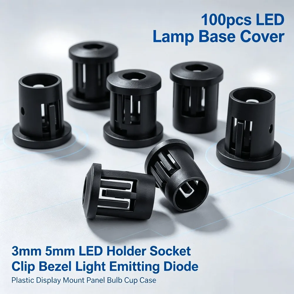 100Pcs LED Holder Socket Clip Bezel 3mm 5mm Plastic Lamp Base Cover Light Emitting Diode Panel Mount Bulb Cup Display Case