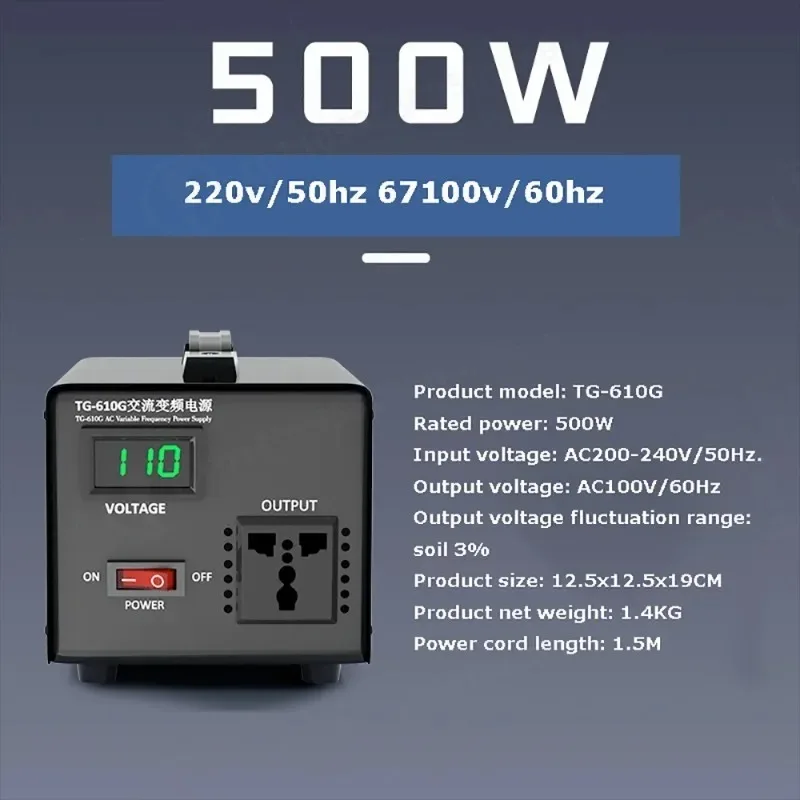 500W AC Frequency Voltage Converter, 50Hz to 60Hz, 220V to 100V/110V/120V Transformer view 5