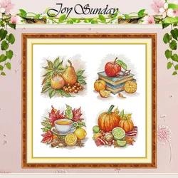 The Joy of Autumn Patterns Counted Cross Stitch Set DIY 11CT 14CT 16CT Stamped DMC Cross-stitch Kit Embroidery Needlework Crafts