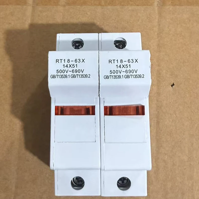 2P RT18-63X Low Voltage 500V-690V Din Rail Fuse Base  New PVC Thick Copper AC Fuse Holders with Indicator Light