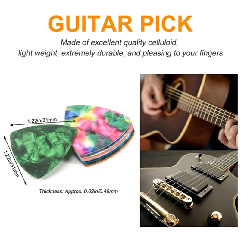 40 個ギターピックマルチカラー 0.46 ミリメートル 0.71 ミリメートル 0.81 ミリメートル 0.96 ミリメートル厚さセルロイドギターピックピックベース、アコースティックギター用