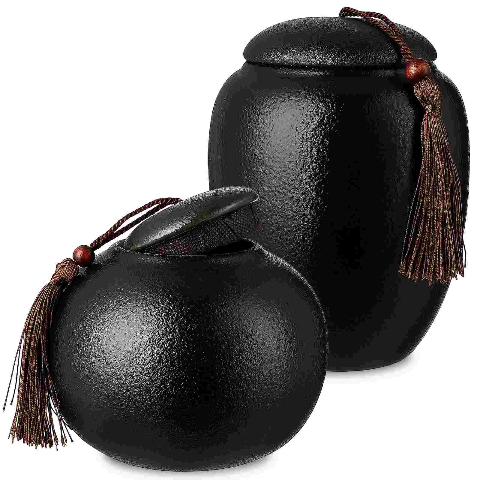 

Фарфоровая канистра для чая, винтажный горшок, традиционные банки, уплотнение для свободной черной керамики