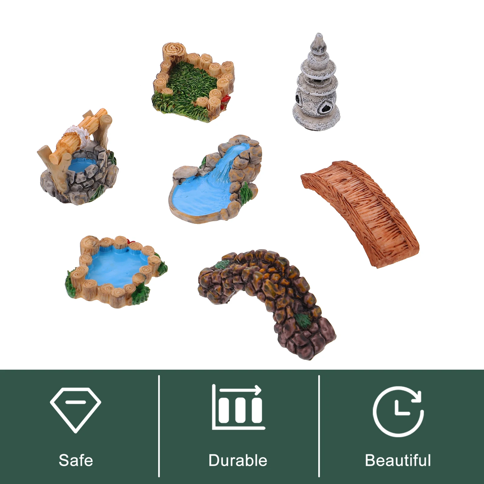 

Retro Resin Ornament Landscape Decor Landscaping Miniature Decoration Garden Bridge Micro Bonsai Decorations Vintage