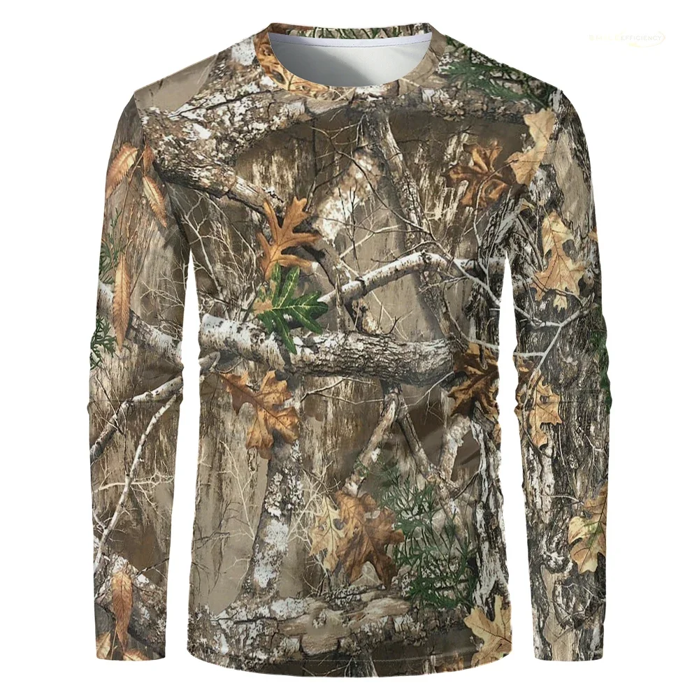 3D Printed Men's Long-sleeved Shirt Men's Camouflage Hunting T-shirt Casual Men's T-shirt Outdoor Camping and Party T-shirt Y2k