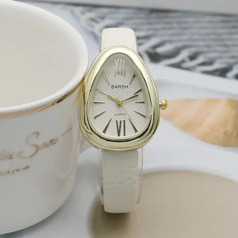 Reloj de lujo con esfera de gota de agua para Mujer, relojes de pulsera sencillos de cuarzo con regalo a la moda, relojes de pulsera con correa de cuero, Reloj para Mujer