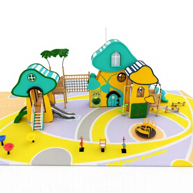 Outdoor Wooden Playground Equipment, Treehouse Slide Combo for School Park Preschool, Commercial Forest Playset