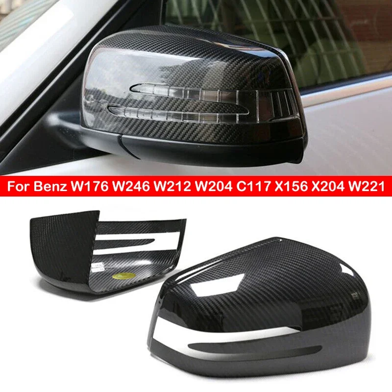 

For Mercedes Benz W176 W246 W212 W204 C117 X156 X204 W221 GLA CLA CLK Real Carbon Fiber Rearview Side Mirror Cover Wing Cap Trim