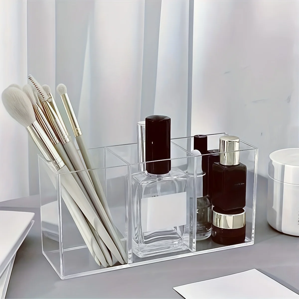 Organisateur de pinceaux de maquillage en acrylique, organisateur de bureau de vanité, organisateur de cosmétiques, porte-stylo de rouge à lèvres, Style haut de gamme de luxe