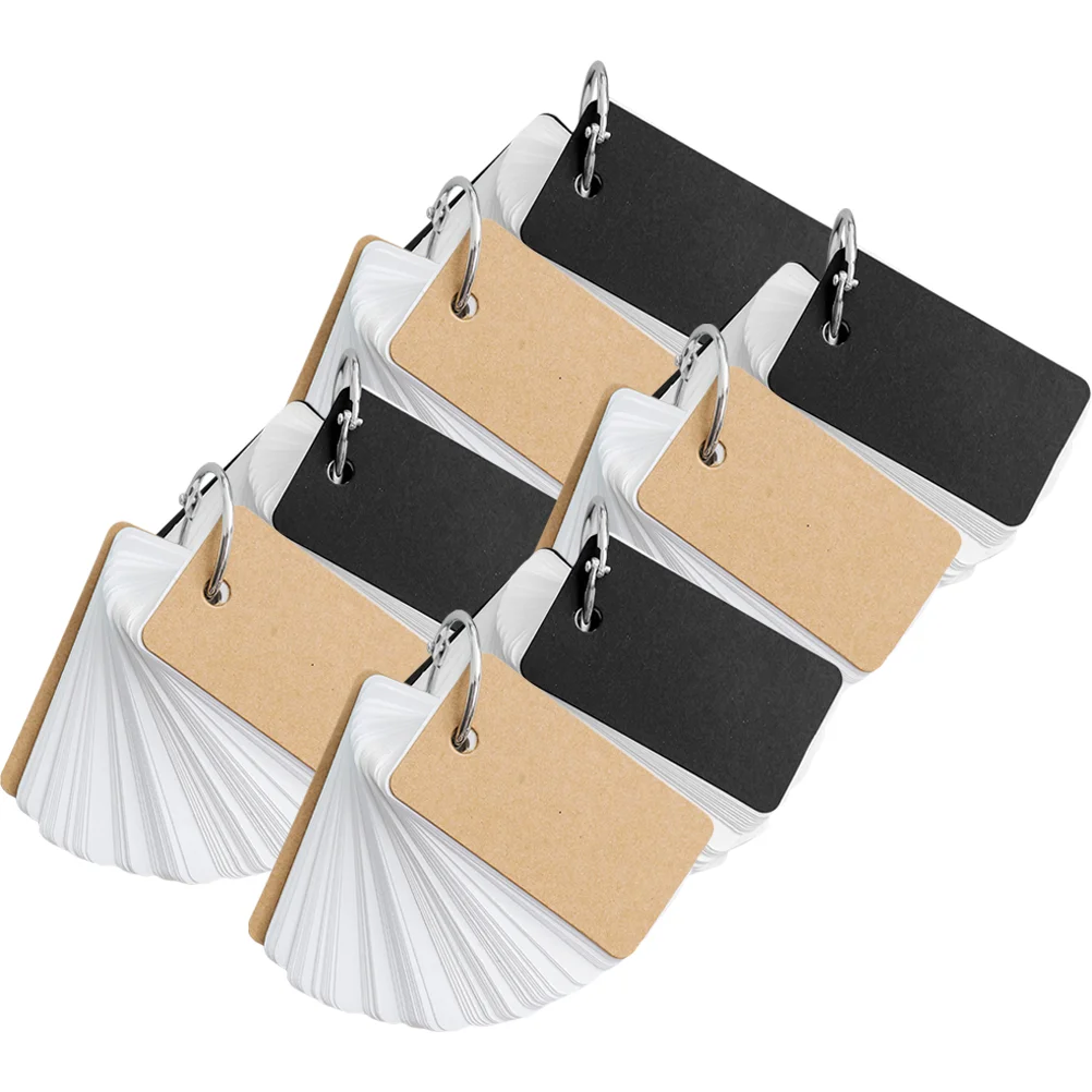 4 Pcs Cardboard Cover Book Words Memory Cards Blank Kraft Paper Simple Portable Flashcards Writing Student