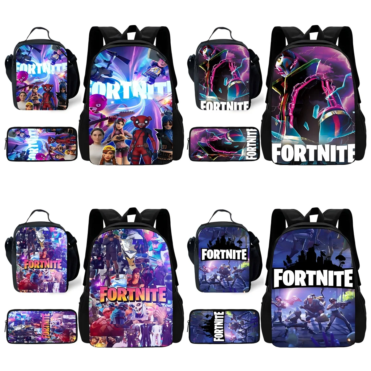 Popular Game Fortnites Child School Backpack with Lunch Bags ,Pencil Bags ,School Bags for Boys Girls Best Gift