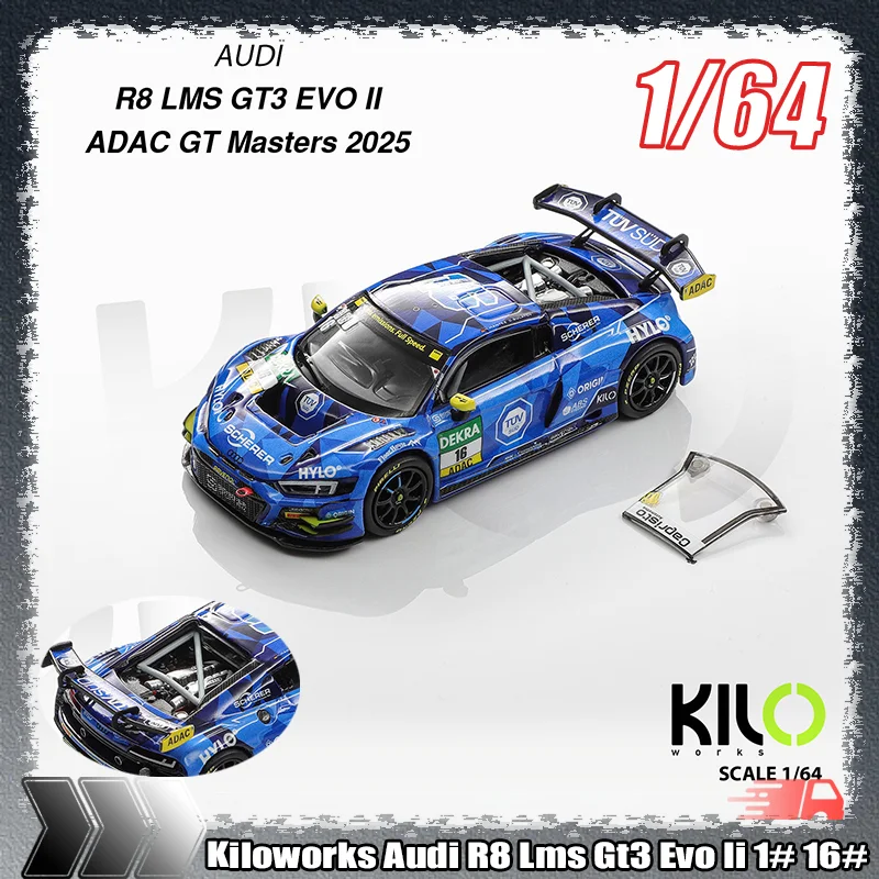 

New Kiloworks 1:64 Scale Audi R8 Lms Gt3 Evo Ii 1# 16# Alloy Car Model Adac Gt Masters 2025 Collectible Racing Car Kids Toy Gift