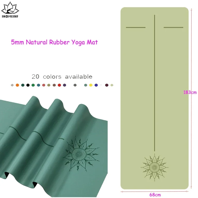 5mm Natural Rubber PU Pilates Mat with Shoulder Straps, Anti Slip and Sweat Absorbing Professional Exercise Fitness Yoga Mat