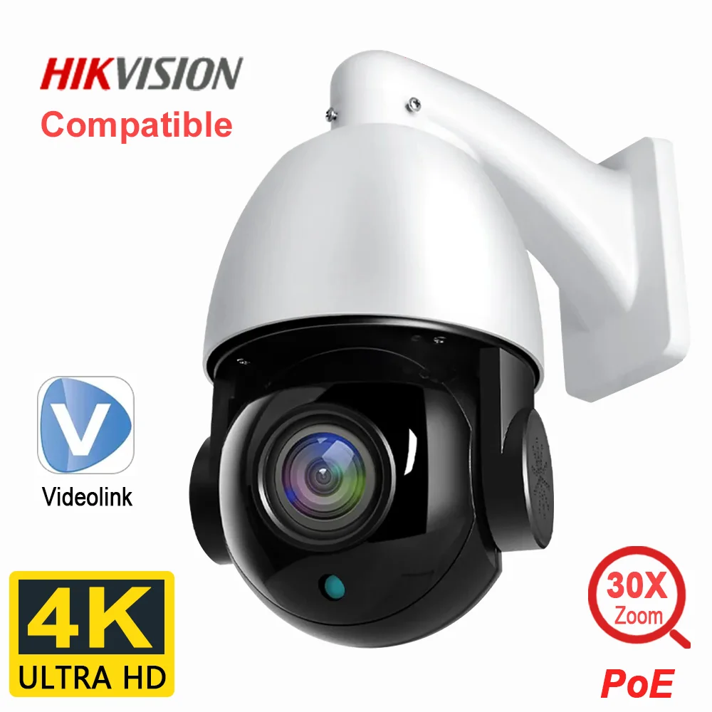 

5MP 4K 8MP PoE IP PTZ Surveillance Dome Security Camera 30X Zoom IR 100m 360° Pan Range IR 100m H.265 Outdoor Hikvision Protocol