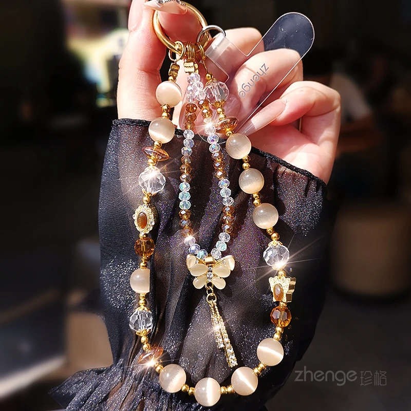 

Niche Dainty Butterfly Crystal Phone Chain, Premium Anti-Lost Wrist Strap for Phones Bags