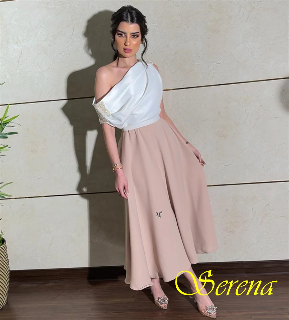 Customized Delicate Boat Neck Evening Dress Elegant Jersey Cocktail Dress Luxury Short Sleeves Special Occasion Gowns