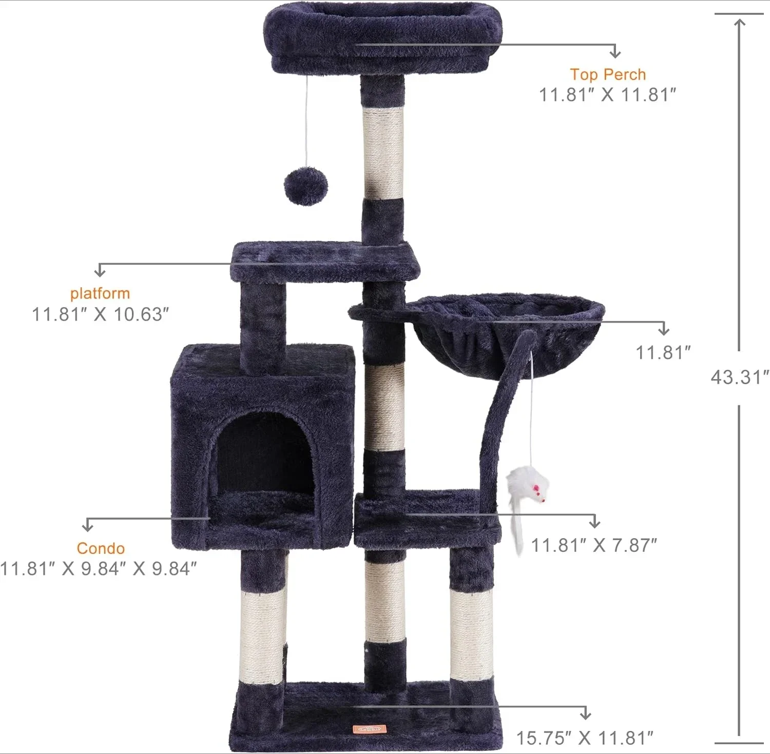 Pet Cat Climbing Frame High Quality Wooden Sisal Pet Tower Scratching Post Cat Nest All-In-One Large Toys