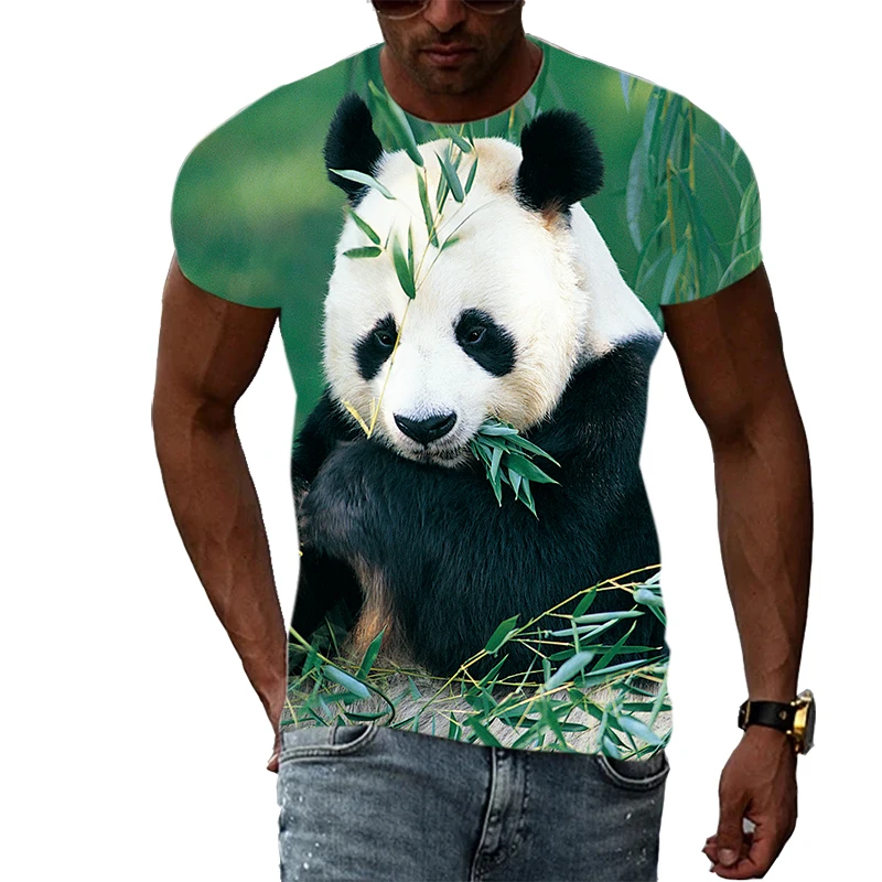 Summer Fashion Giant Panda PictureT Shirts For Men Casual 3D Print Tees Hip Hop Personality Round Neck Short Sleeve Tops