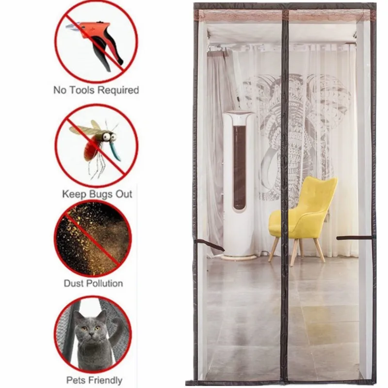 

Summer Magnetic Curtains Screen Mesh On The Door Mosquito Net Anti Fly Insect Door Mesh Automatic Closing Size Can Be Customized