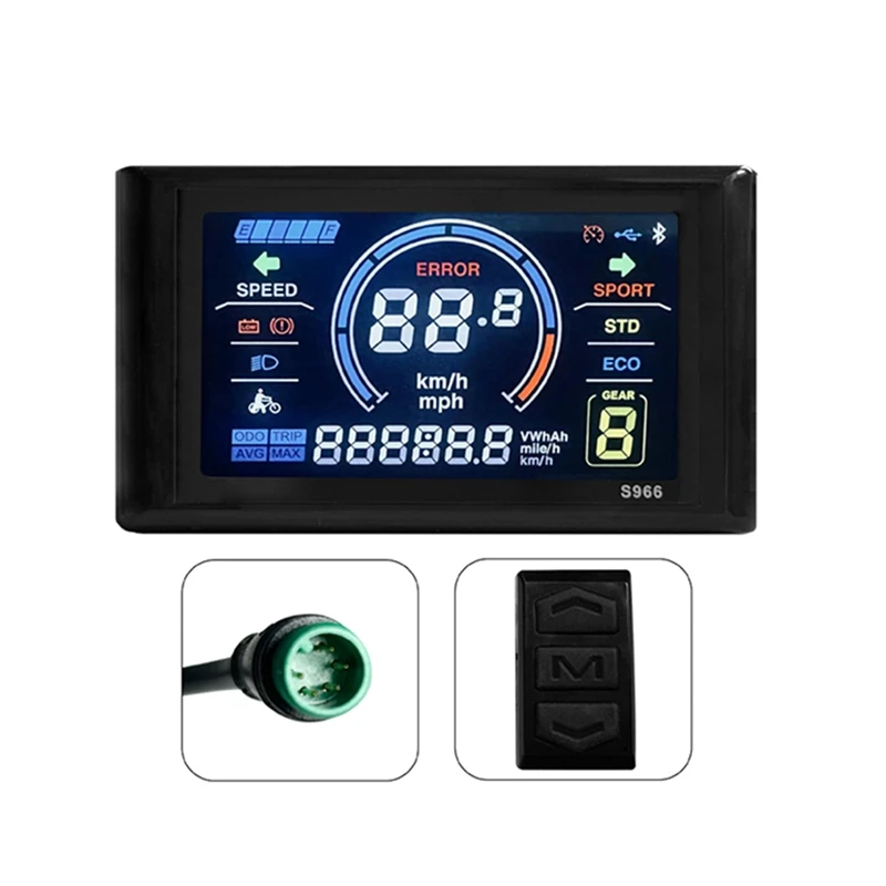 

24-72V E-Bike LCD-S966 Colorful Display Control Panel With NFC Function Waterproof Plug Electric Bicycle Accessories