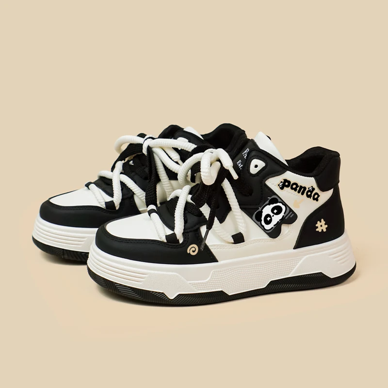 Amy and Michael 2024 Cute Anime Panda Shoes Lovely Girls Students High Top Sports Casual Sneakers Female Woman Vulcanize Shoes