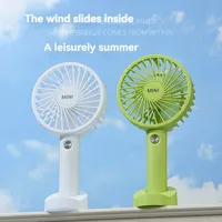 Portable Handheld 1200mAh USB Charging Fan Mini Electric Fan with Base 3 Speed Adjustable Cartoon Cute Air Cooling Fans Outdoor