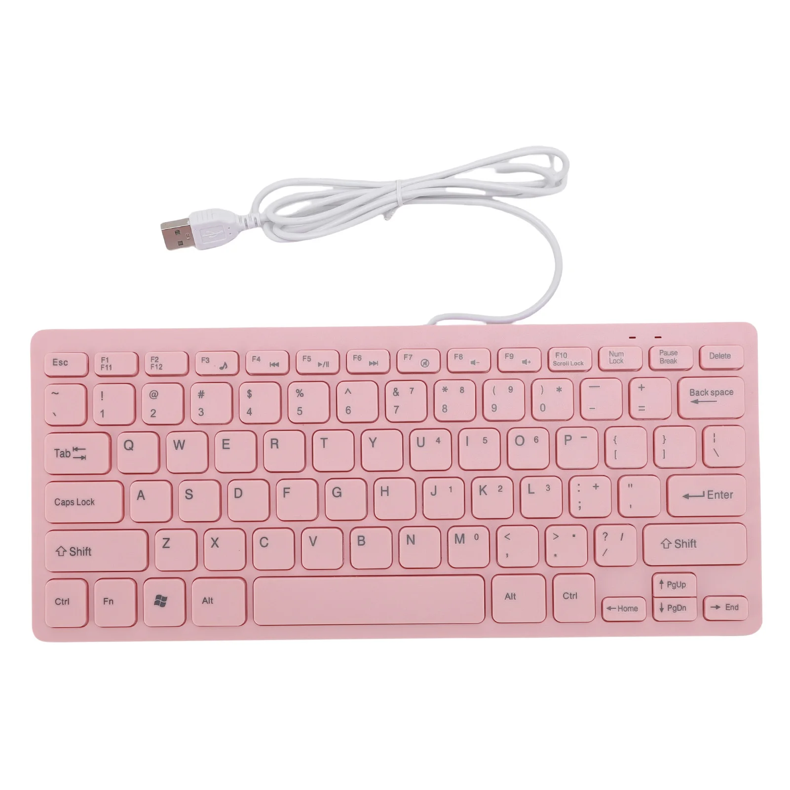 

Маленькая проводная клавиатура Roseate Quiet USB 78-клавишная компьютерная клавиатура с противоскользящими подушечками для ног для игр, рабочая английская версия