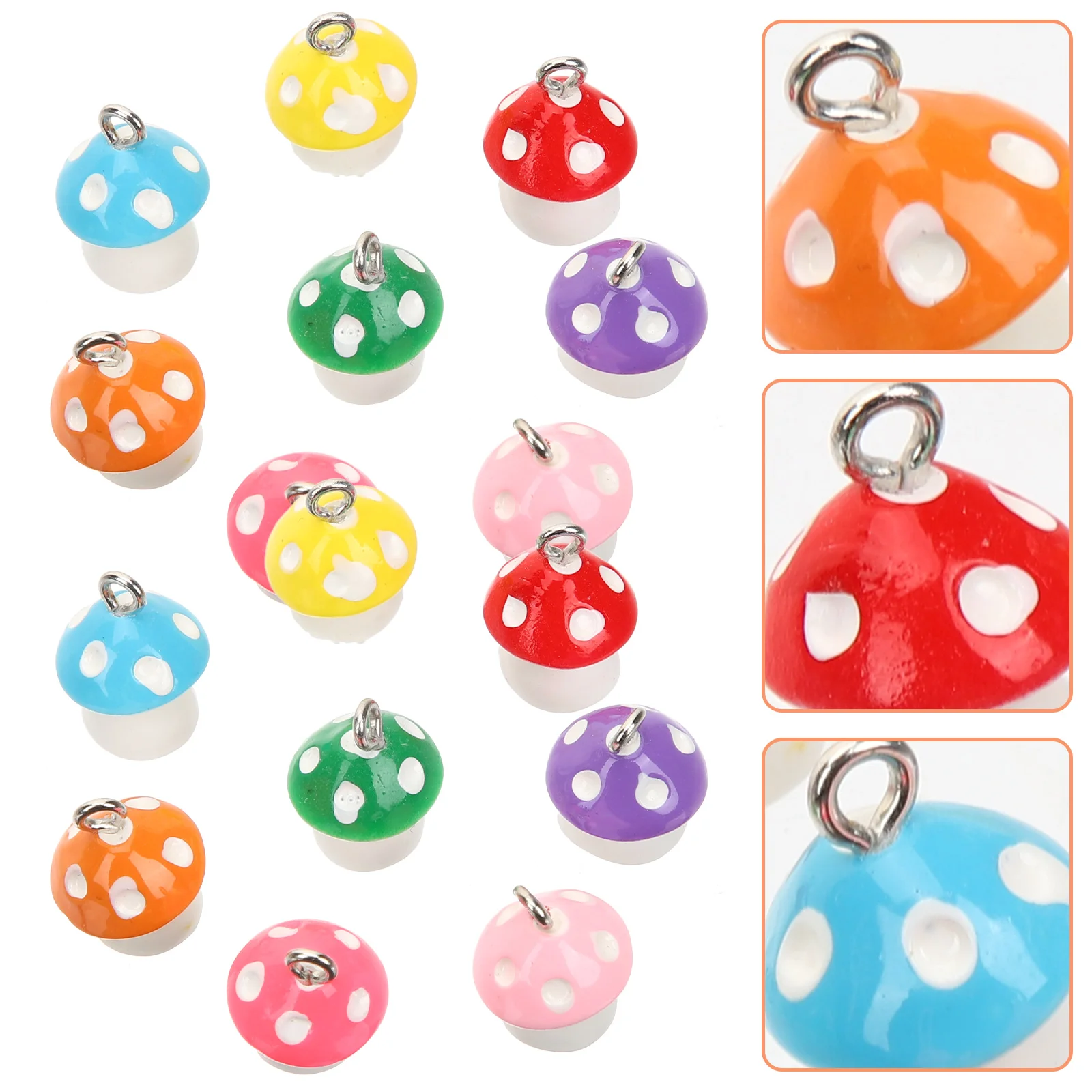 30 Pcs Bracelet Mushroom DIY Pendant Key Fob Miniature Resin Jewelry Charm Earring