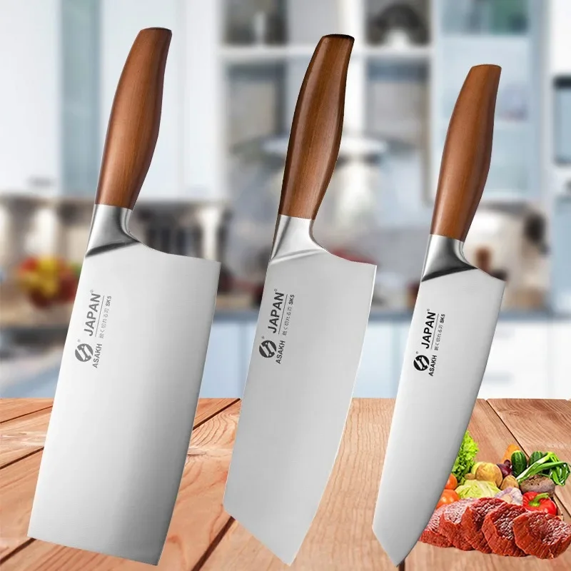 ساطور اللحم من الفولاذ المقاوم للصدأ ، سكين الطاهي الياباني ، سكين تقطيع الخضار للمطبخ ، سكاكين تقطيع وتقطيع ، 1-6 *