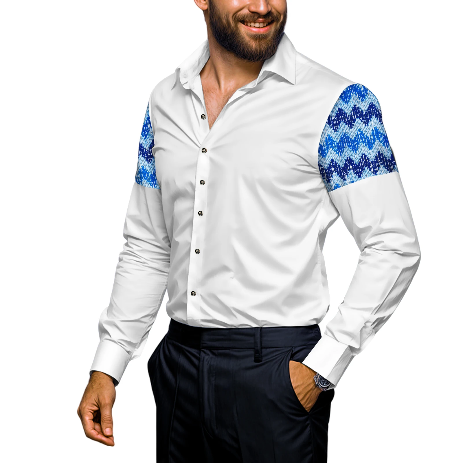

African Men Shirt for Men Fashion Long Sleeve Dashiki Casual Tribal Tops Attire