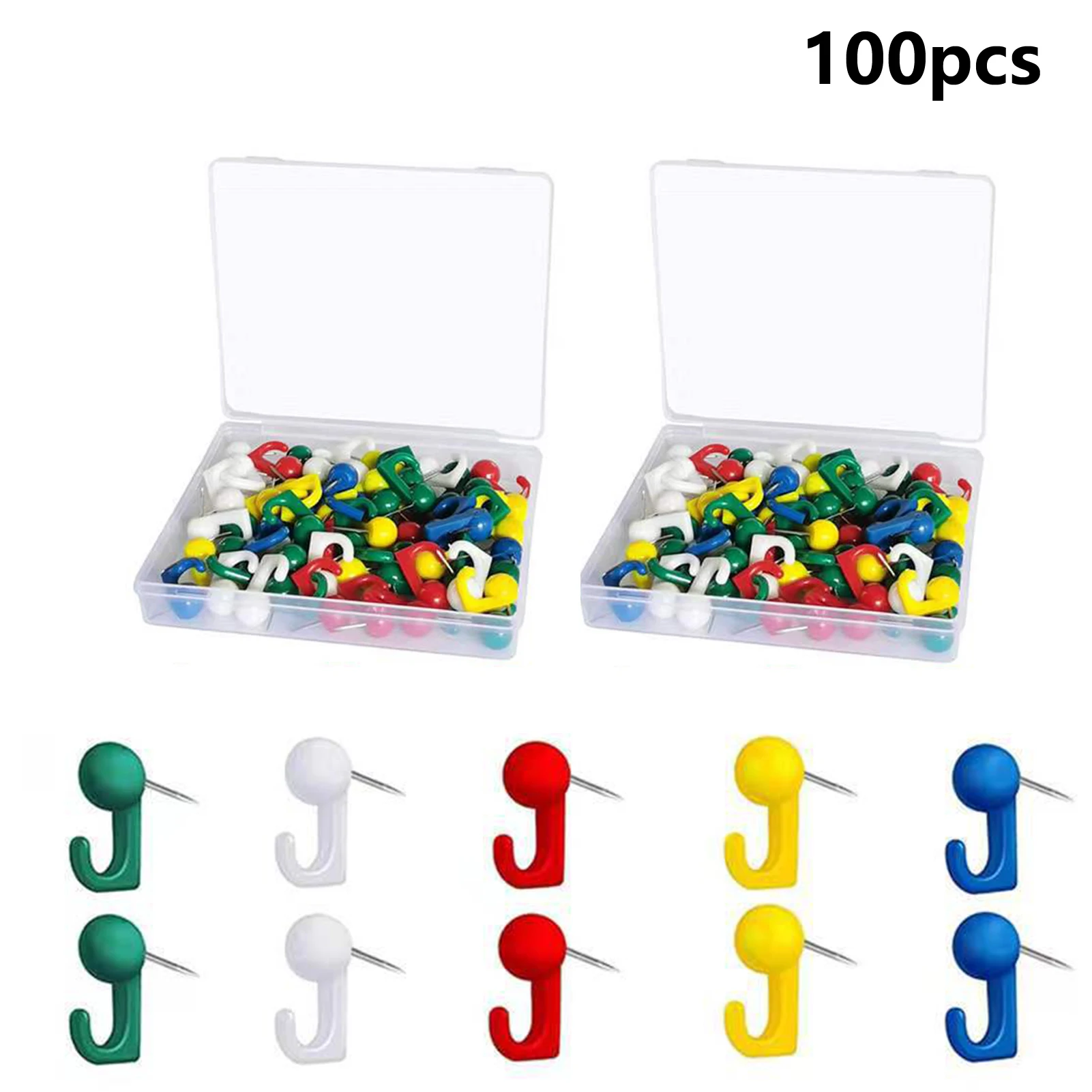100pcs Plastic Heads Heavy Duty For Photo Wall Black Mini Calendar Push Pin Hooks School Reusable Bulletin Board Hanging Sturdy