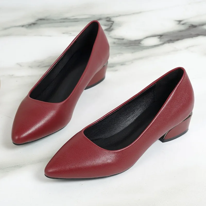 3.5cm Low Heel Ladies' Office High Heels Classic Black Wine Red Work Shoes Women Fashion Comfort Soft Soled Casual Single Shoes view 4