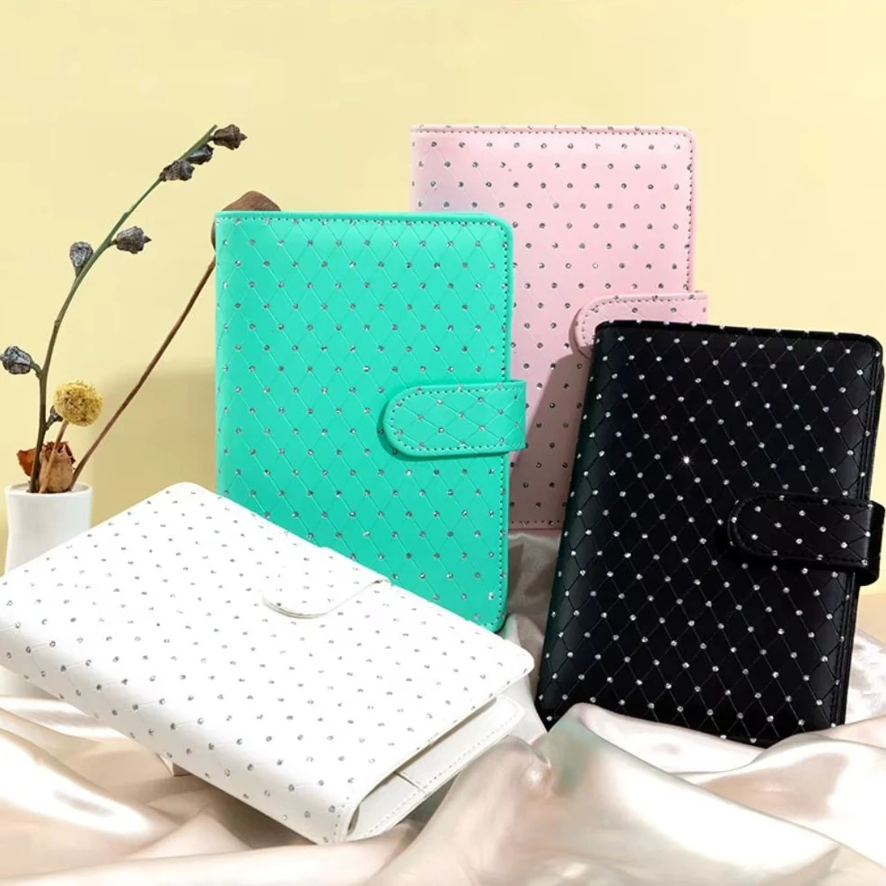 

Rainstone Patterned Cover Money Saving Binder Compact PU Leather Savings Challenges Book Colorful Waterproof Mini Budget Binder