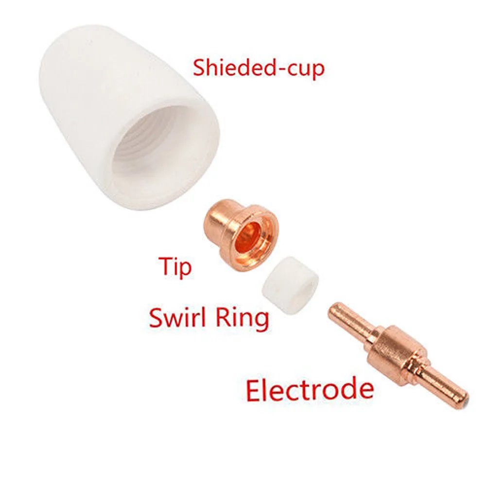 Imagem -05 - Conjunto Pt31 Ct312 Cut40 50 Taglio Plasma Tocha Cortador Consumíveis Bicos de Ponta Estendida Eletrodo 20 Peças